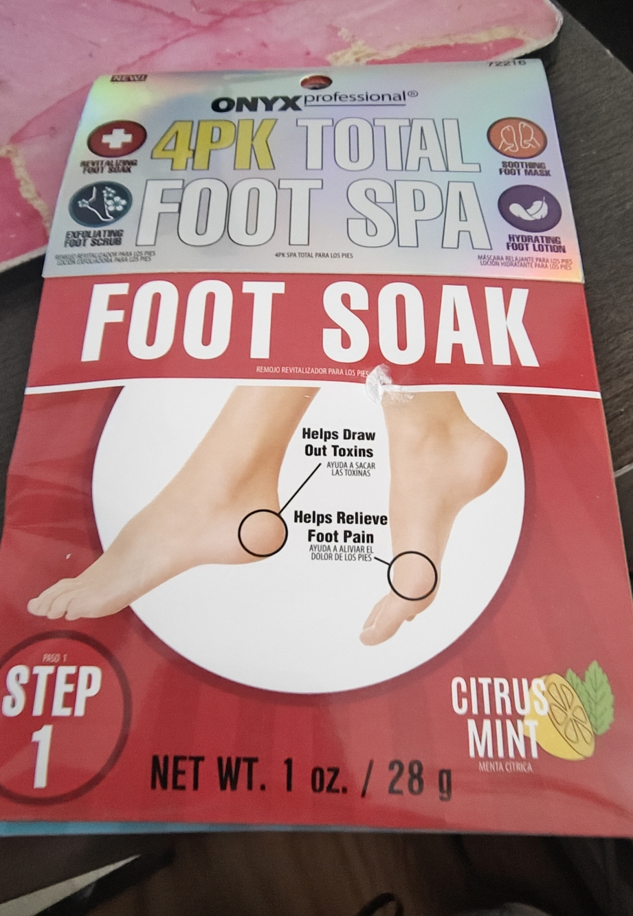 ONYX Professional 4PK Total Foot Spa Foot Soak - Red & White Packaging